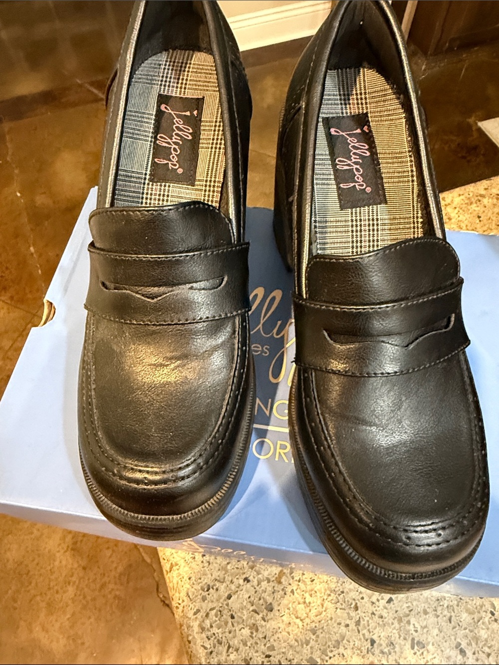 Jellypop Men’s Black Leather Penny-Style Loafers